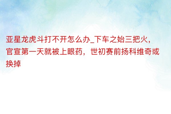 亚星龙虎斗打不开怎么办_下车之始三把火，官宣第一天就被上眼药，世初赛前扬科维奇或换掉
